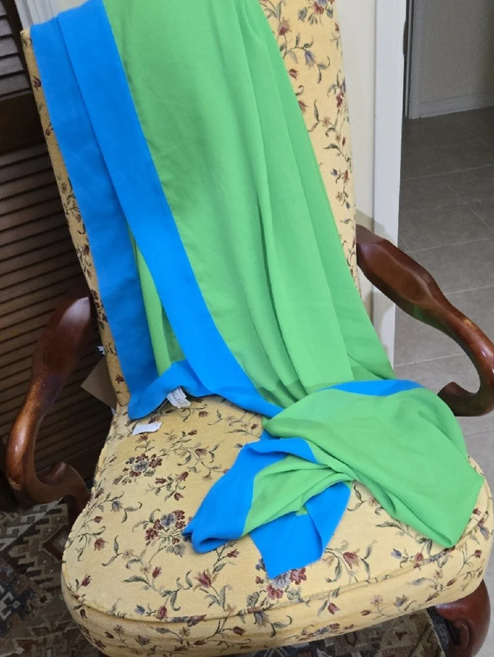 Blue Trim Green Wrap Scarf - Women's  Wrap